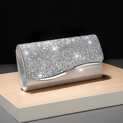 Bolsa Celestine | Acabamento em Paetês Metálicos com Alça de Corrente Elegante