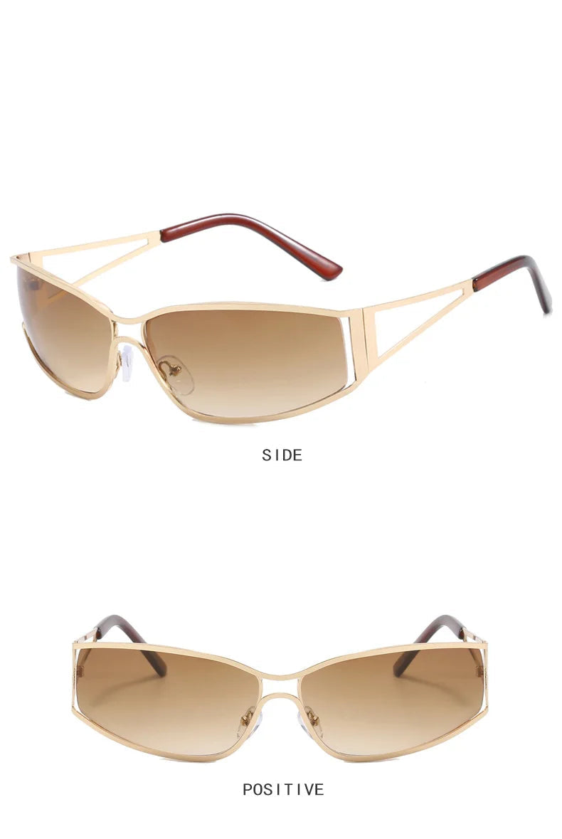 Gafas de Sol NEXORA™ Oversize para Mujer y Hombre | Diseño Y2K Steampunk | Lentes Degradadas con Efecto Espejo | Protección UV400