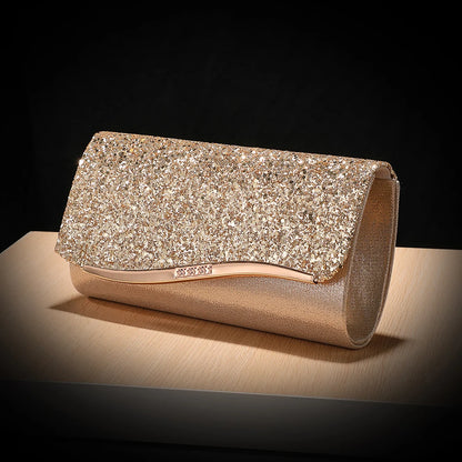 Bolsa Celestine | Acabamento em Paetês Metálicos com Alça de Corrente Elegante