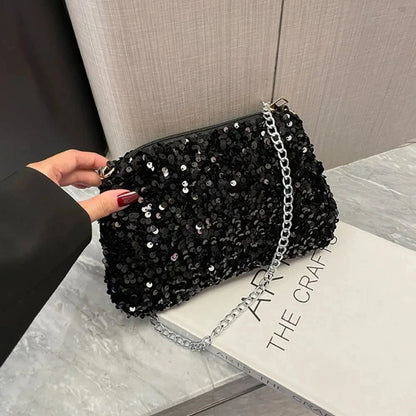 Bolso Noirelle | Acabado en Lentejuelas con Diseño Cuadrado Minimalista