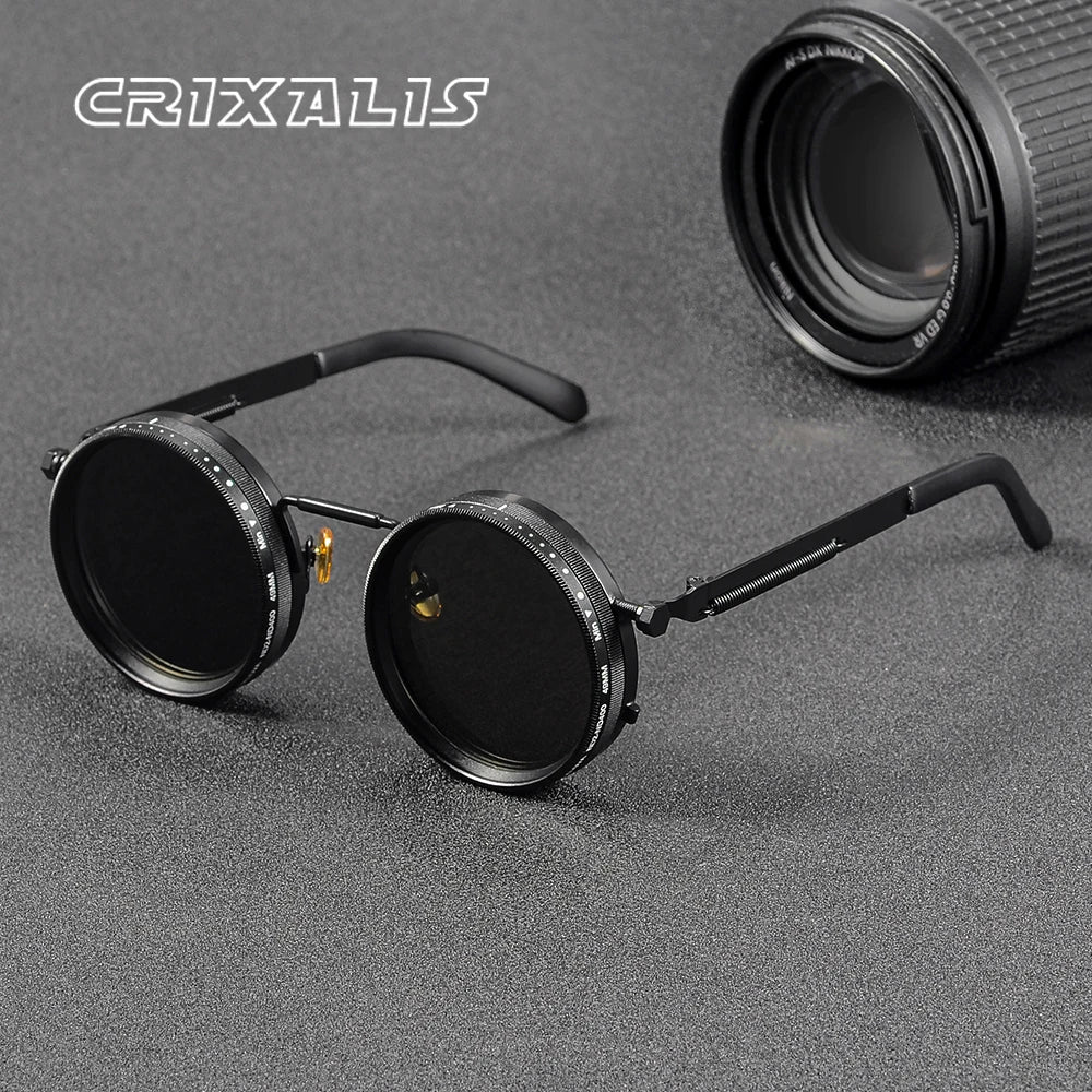 Gafas de Sol NOXARA™ Redondas Polarizadas para Mujer y Hombre | Lentes Fotocromáticas Ajustables ND9 | Diseño Retro Punk | Protección UV400