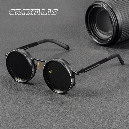 Gafas de Sol NOXARA™ Redondas Polarizadas para Mujer y Hombre | Lentes Fotocromáticas Ajustables ND9 | Diseño Retro Punk | Protección UV400