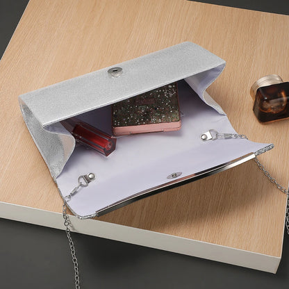 Bolsa Celestine | Acabamento em Paetês Metálicos com Alça de Corrente Elegante