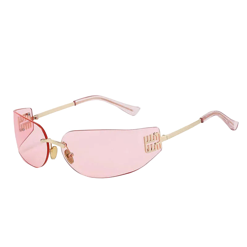New Frameless Curved Metal Square Sunglasses Women Rimless Cutting Personality Glasses Fashion Brand Design Y2K Punk Sun Glasses