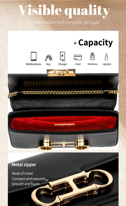 Valvet Aurelia Noir — Bolso de Cadena con Solapa Elegante