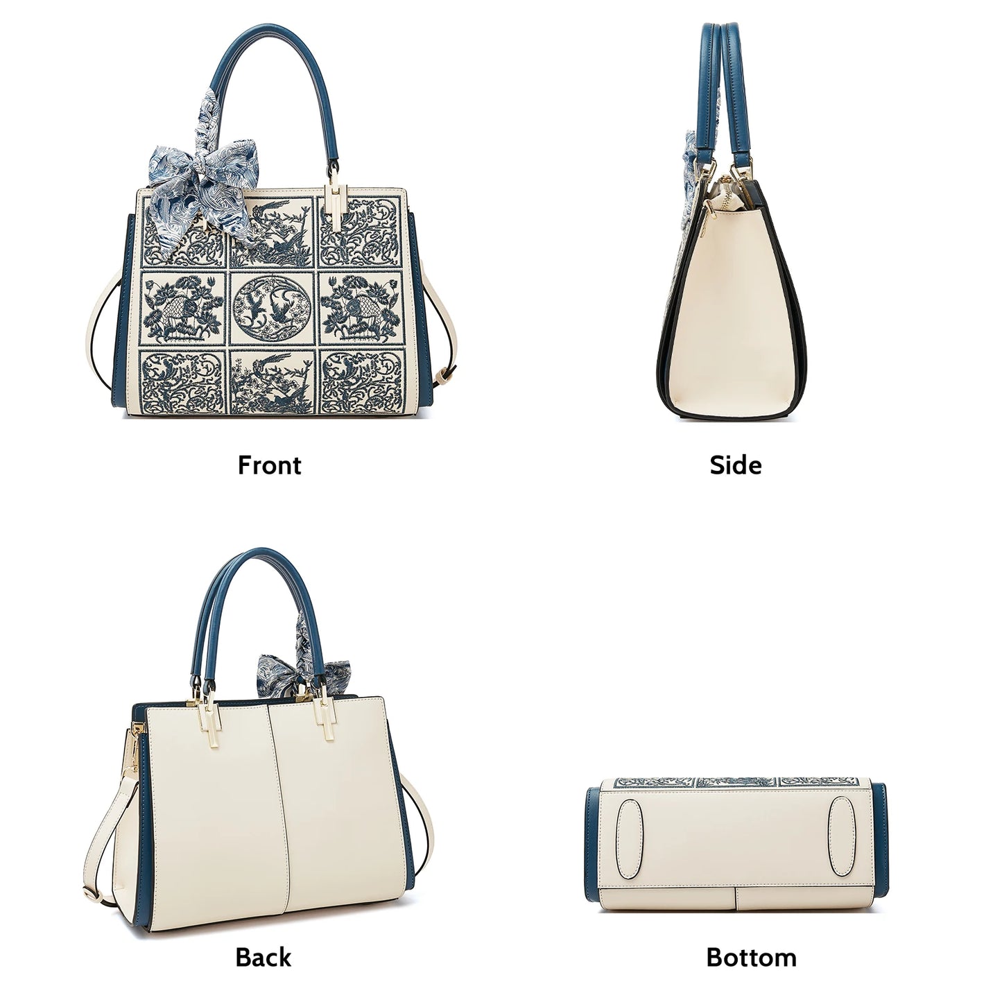 Bolso Xiélia | Cuero Genuino con Bordado Clásico Inspiración Oriental