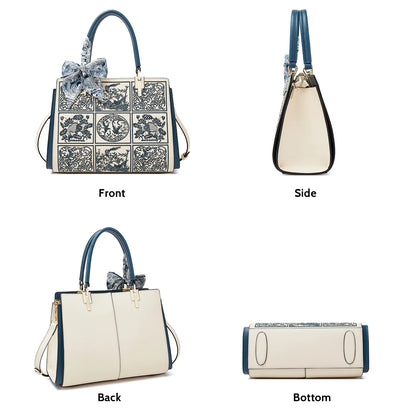 Bolso Xiélia | Cuero Genuino con Bordado Clásico Inspiración Oriental