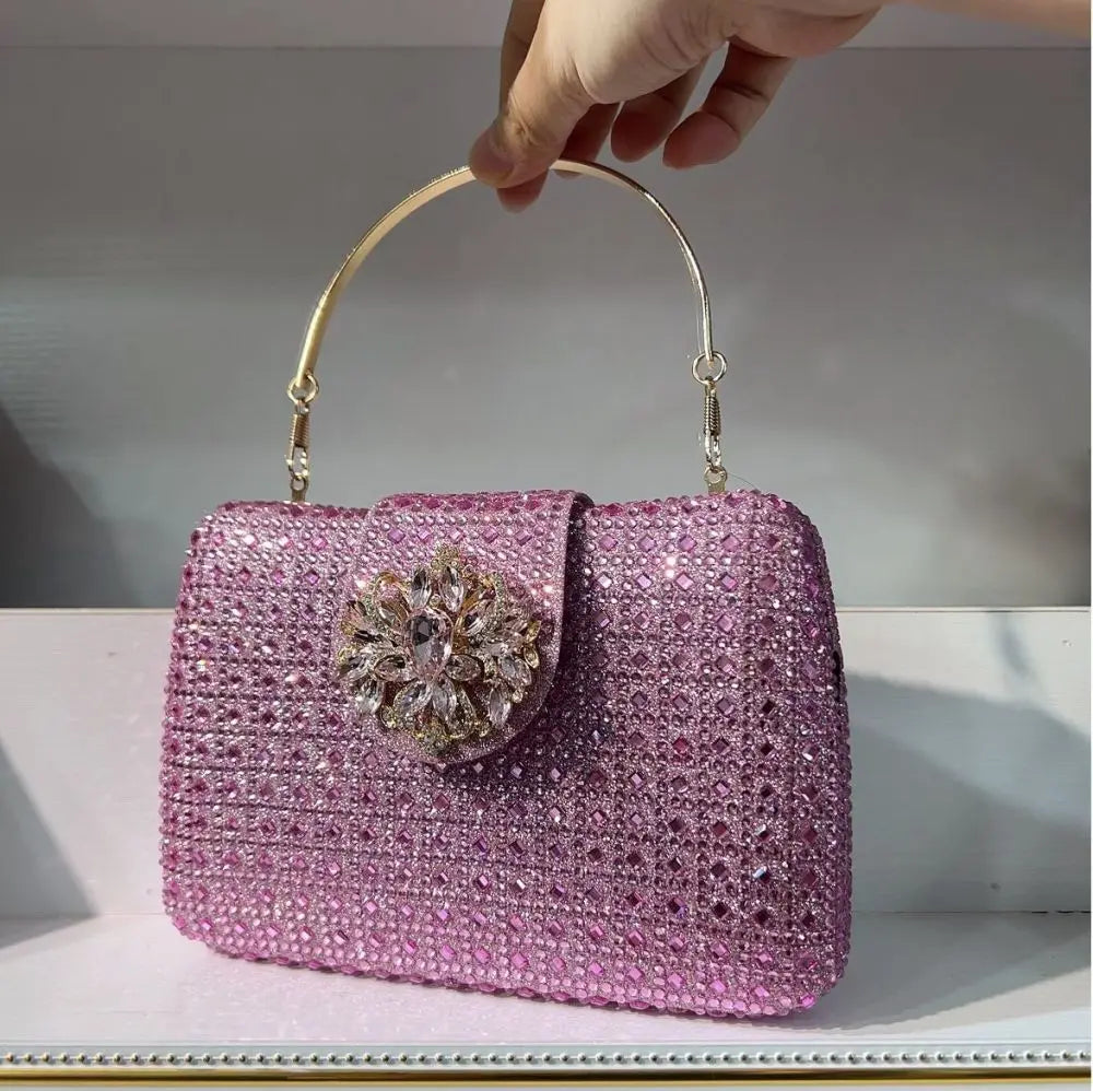 Bolso Diamante Royale | Clutch de Cristales Brillantes con Acabado Metálico de Lujo