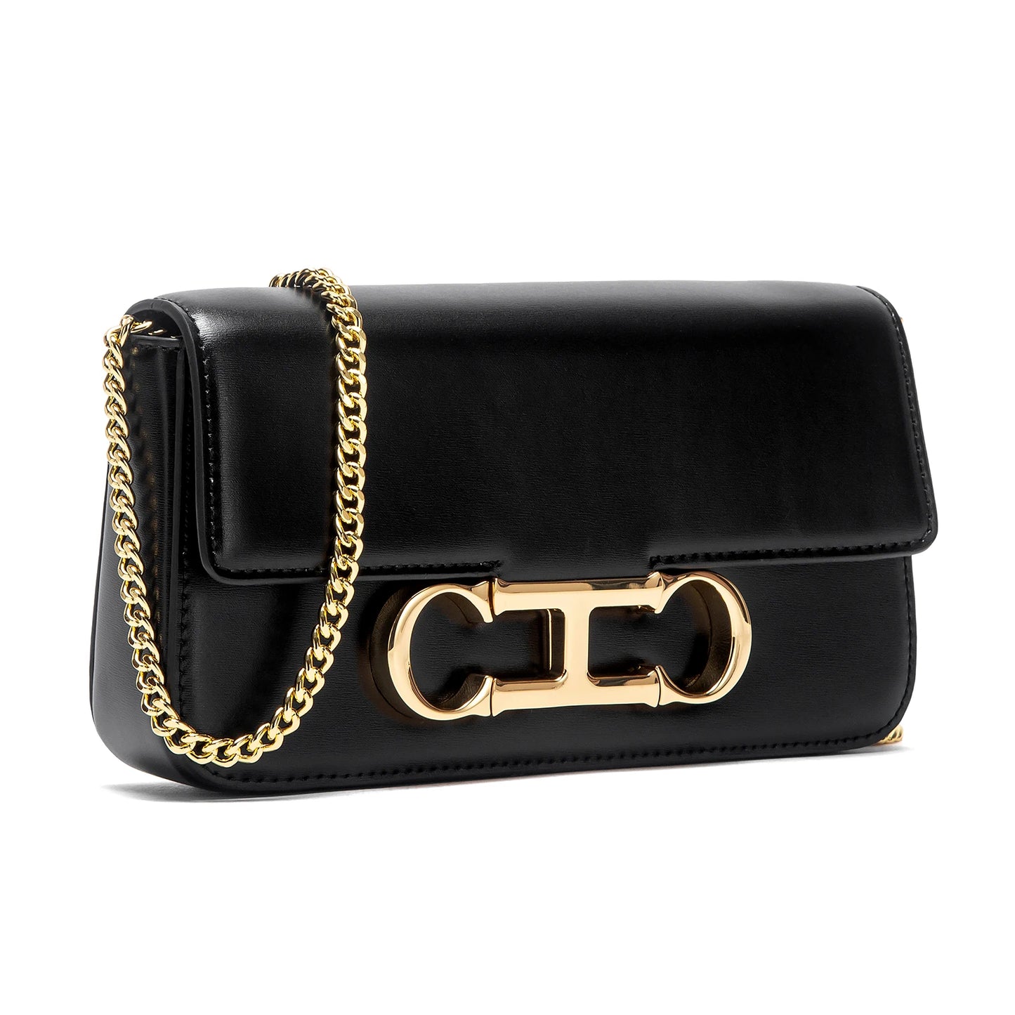 Valvet Aurelia Noir — Bolso de Cadena con Solapa Elegante