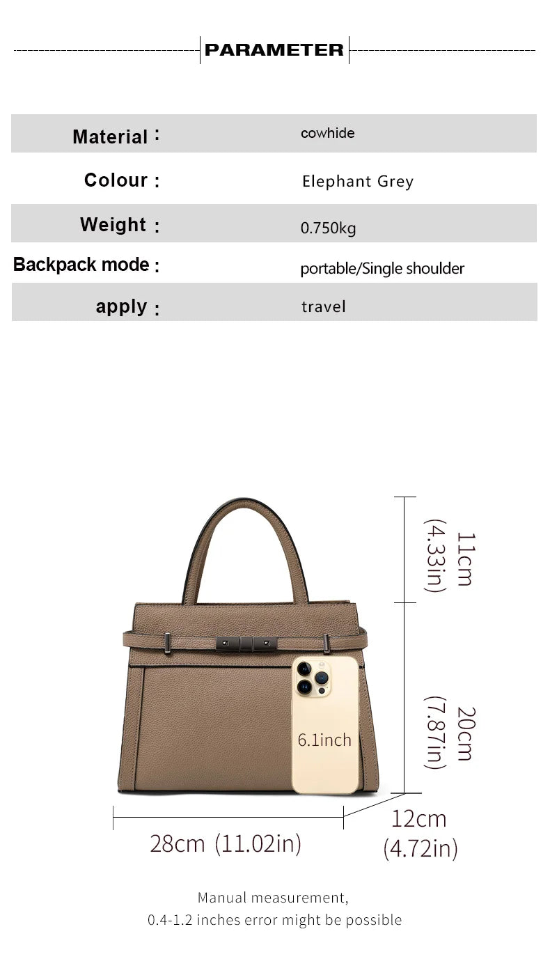 Bolso Noréline | Cuero Genuino de Primera Capa con Diseño Tote Profesional