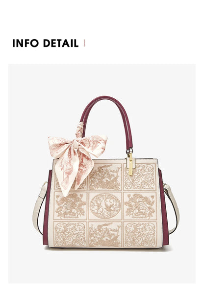 Bolso Xiélia | Cuero Genuino con Bordado Clásico Inspiración Oriental