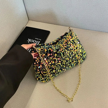 Bolso Noirelle | Acabado en Lentejuelas con Diseño Cuadrado Minimalista