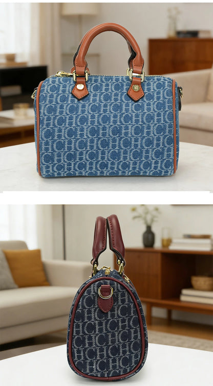 Bolso Verona Denim | Boston de Mezclilla con Detalles en Cuero y Cierre Elegante