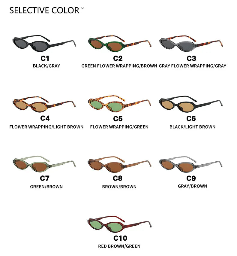 Gafas de Sol Ovaladas Cat Eye para Mujer y Hombre | Protección UV400 | Diseño Vintage Punk | Lentes Verdes