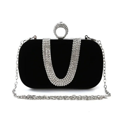 Bolso Esmeralda | Clutch de fiesta con detalles brillantes y cadena elegante para ocasiones .especiales