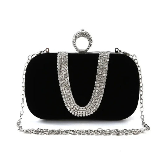 Bolso Esmeralda | Clutch de fiesta con detalles brillantes y cadena elegante para ocasiones .especiales