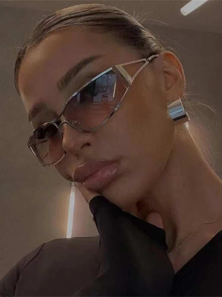 Gafas de Sol NEXORA™ Oversize para Mujer y Hombre | Diseño Y2K Steampunk | Lentes Degradadas con Efecto Espejo | Protección UV400