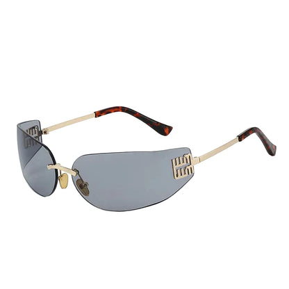 New Frameless Curved Metal Square Sunglasses Women Rimless Cutting Personality Glasses Fashion Brand Design Y2K Punk Sun Glasses