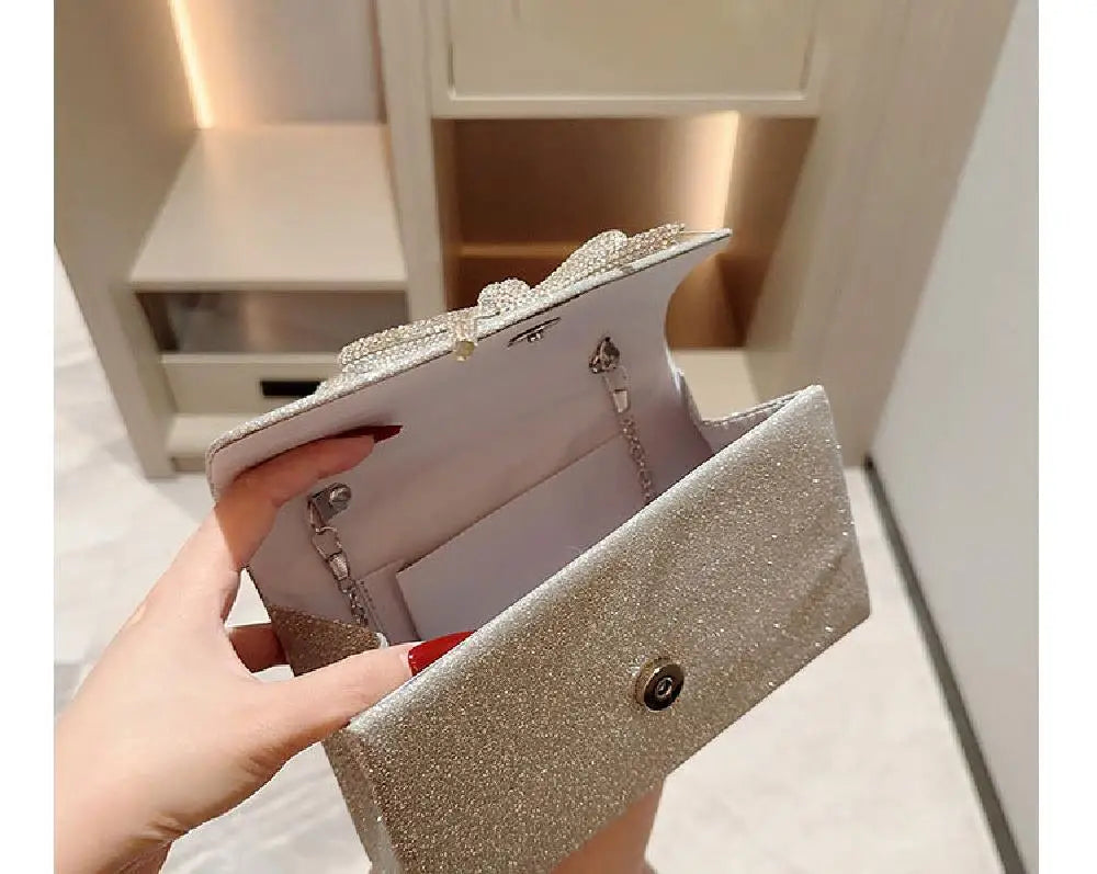 Bolso Bellavie | Lazo de Pedrería con Acabado Glitter Elegante