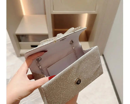 Bolso Bellavie | Lazo de Pedrería con Acabado Glitter Elegante