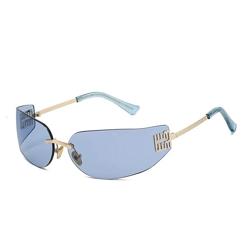 New Frameless Curved Metal Square Sunglasses Women Rimless Cutting Personality Glasses Fashion Brand Design Y2K Punk Sun Glasses