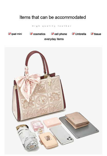 Bolso Xiélia | Cuero Genuino con Bordado Clásico Inspiración Oriental