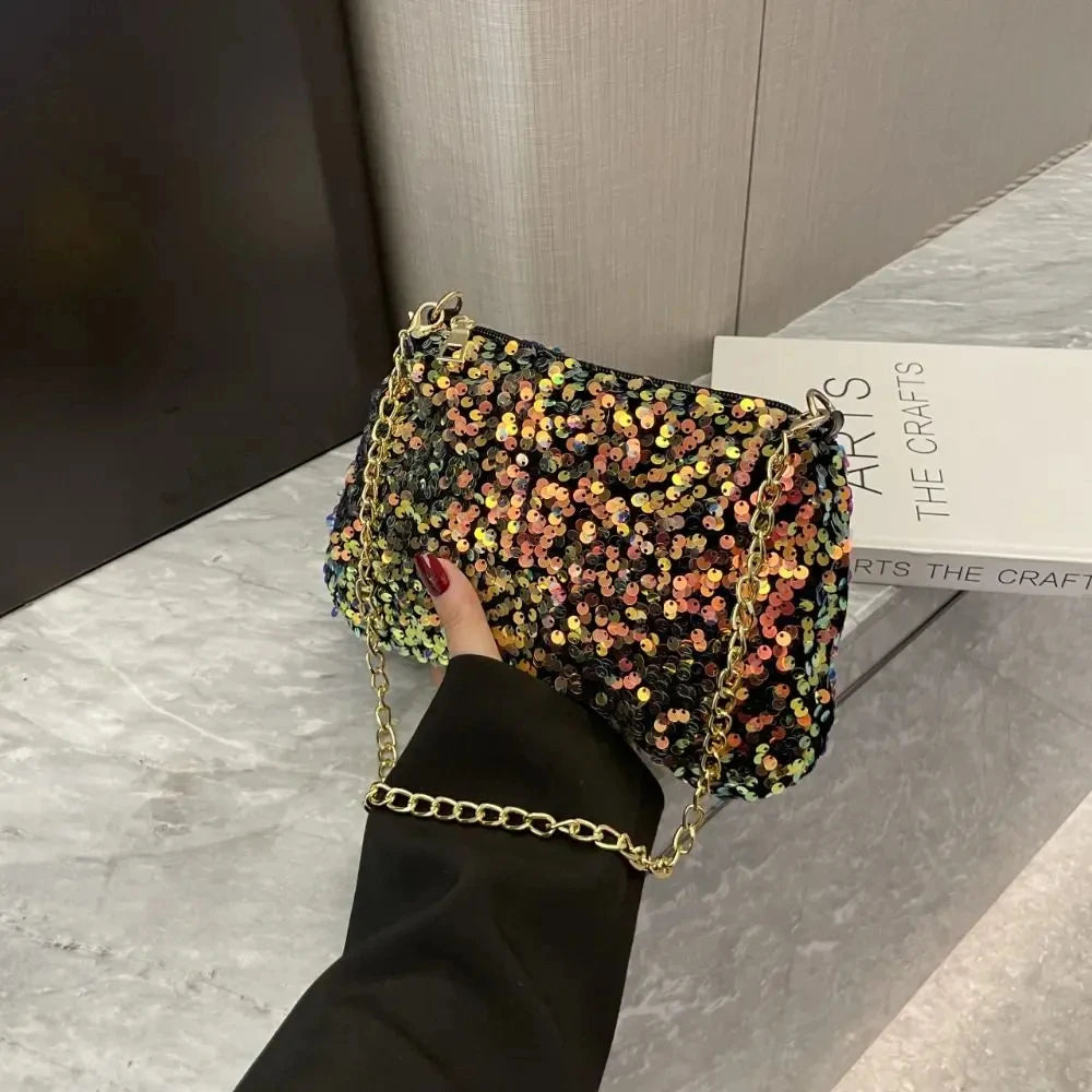 Bolso Noirelle | Acabado en Lentejuelas con Diseño Cuadrado Minimalista