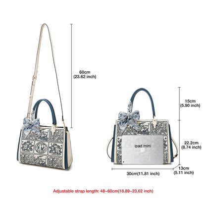 Bolso Xiélia | Cuero Genuino con Bordado Clásico Inspiración Oriental