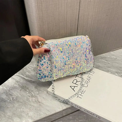 Bolso Noirelle | Acabado en Lentejuelas con Diseño Cuadrado Minimalista